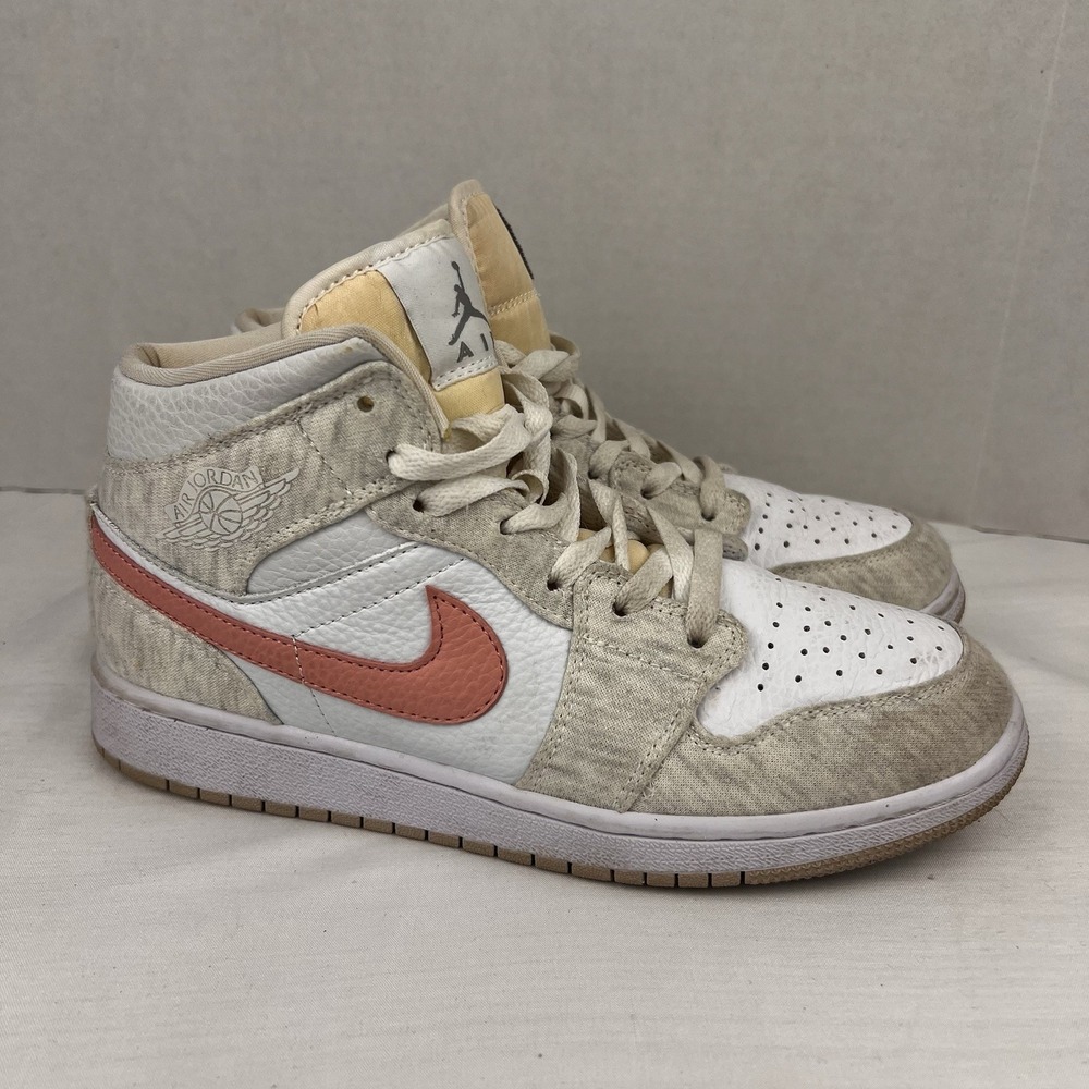 Nike Air Jordan 1 Mid Light Iron Ore Sail Coral Pink Shoes DN4045-001 Womens 7.5